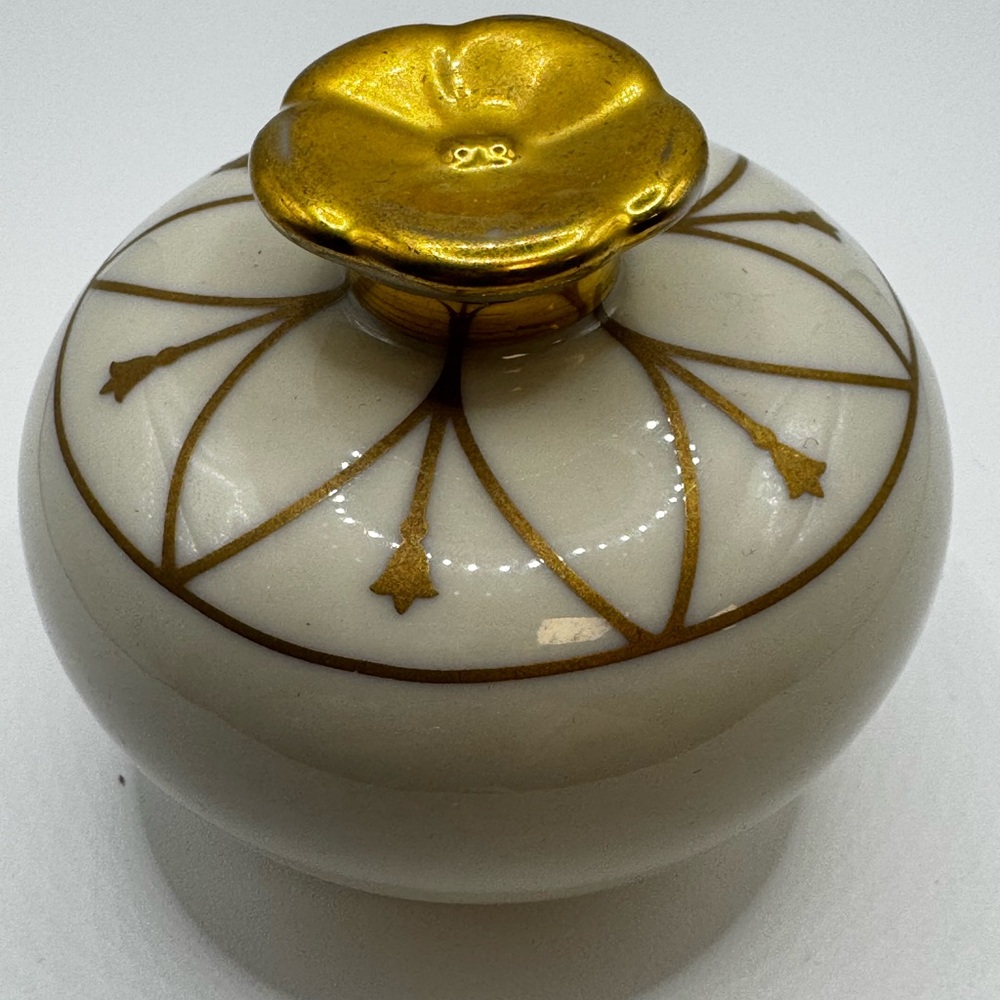 Vintage Lenox Art Deco Style Porcelain Perfume Ivory Gold Trim 2.5” Rare HTF - Picture 2 of 11